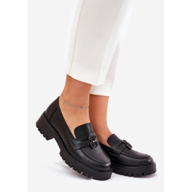 Mocassins en cuir féminin avec épingles Bear Vinceza 18109 Black noir 1
