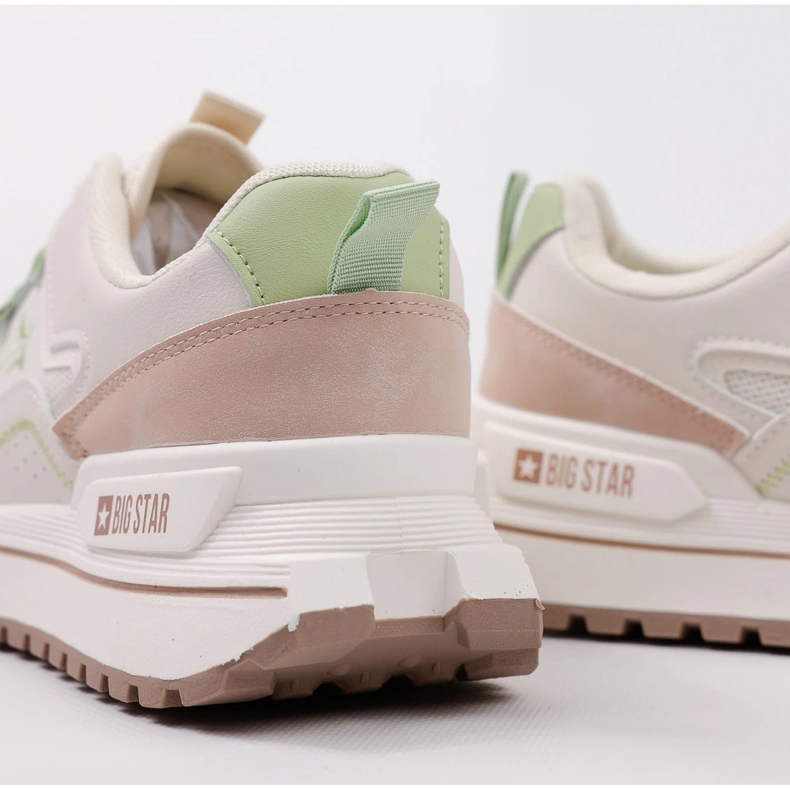 Sneakers Chaussures pour femmes Big Star NN274A091 Beige avec vert 2