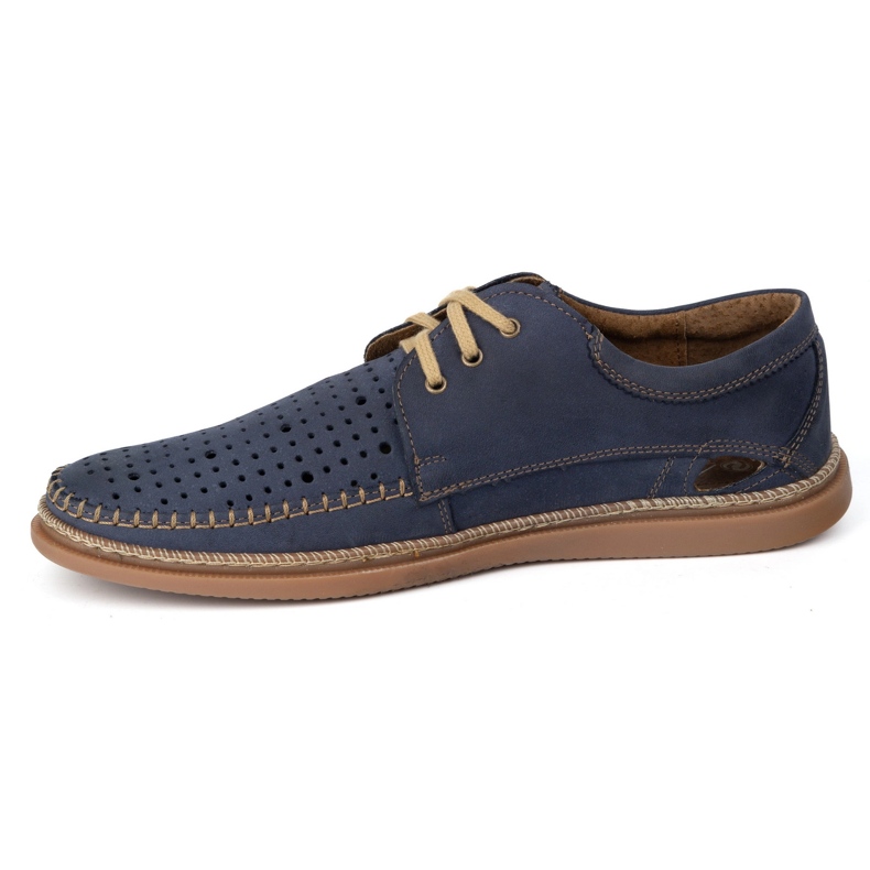 Olivier Chaussures d'été à lacets en cuir masculin 206L avec perforation bleue 1