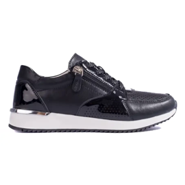 Chaussures de sport en cuir pour femmes Shelvt, noires le noir 2