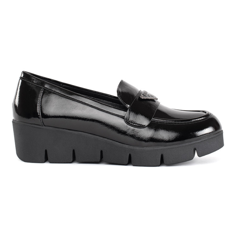 Goodin Mocassins femme vernis noirs à semelle épaisse le noir 1 Goodin Mocassins femme vernis noirs à semelle épaisse le noir 1
