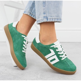 Chaussures de sport en cuir en daim vert Vinceza 79517 4