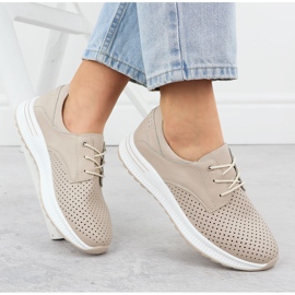 Chaussures en cuir pour femmes Openwork Beige Filippo DP6022 4