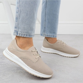 Chaussures en cuir pour femmes Openwork Beige Filippo DP6022 5