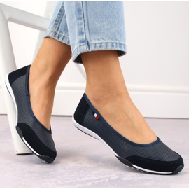 Ballerines ajourées en cuir Filippo W PAW198B bleu marine 7