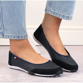 Ballerines ajourées en cuir Filippo W PAW198B bleu marine 8