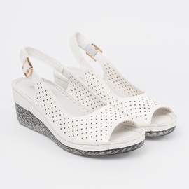 Goodin Sandales de coin blanc de travail ouvert blanche 1