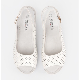 Goodin Sandales de coin blanc de travail ouvert blanche 2