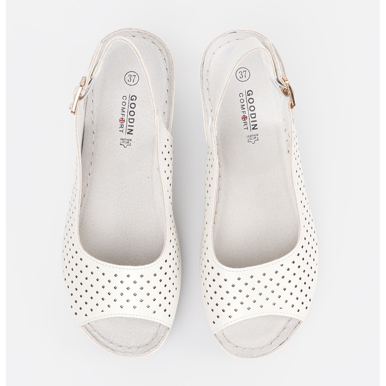 Goodin Sandales de coin blanc de travail ouvert 2