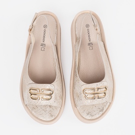 Goodin Sandales plates avec décoration taupe beige 2