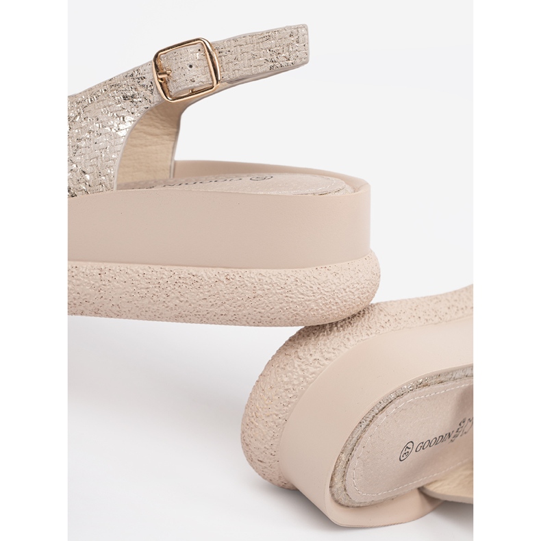 Goodin Sandales plates avec décoration taupe beige 1 Goodin Sandales plates avec décoration taupe beige 1