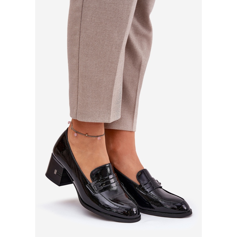 Chaussures en cuir peint avec Vinceza 18105 Talons hauts noirs 1