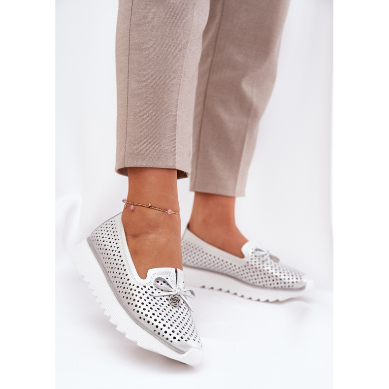 S.Barski Chaussures pour femmes en cuir en cuir en cuir naturel LR51-631 argent 2