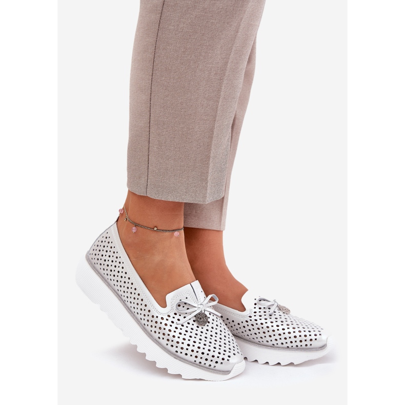 S.Barski Chaussures pour femmes en cuir en cuir en cuir naturel LR51-631 argent 1