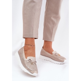 S.Barski Chaussures pour femmes en cuir en cuir en cuir naturel LR51-631 PLN doré 2