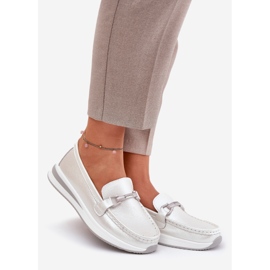 Mocassins en cuir féminin s.barski gr51-598 Pearl argent 1 Mocassins en cuir féminin s.barski gr51-598 Pearl argent 1