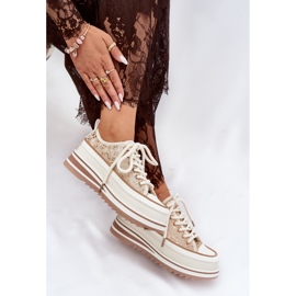 S.Barski Sneakers pour femmes sur une plate-forme massive S. Barski BF51-101 Beige 2