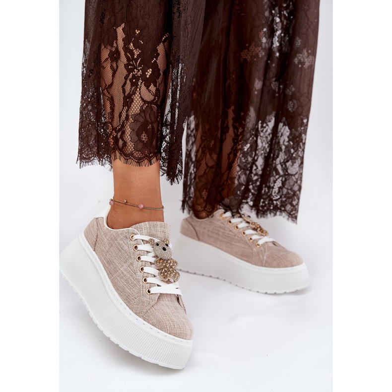 Baskets sur la plate-forme avec une épingle Bear S.Barski BF51-014 beige 2