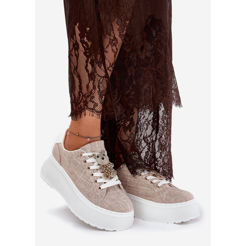 Baskets sur la plate-forme avec une épingle Bear S.Barski BF51-014 beige 1