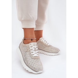 S.Barski Sneke OpenWork Sneakers sur la plate-forme LR51-927 Zloty doré 2