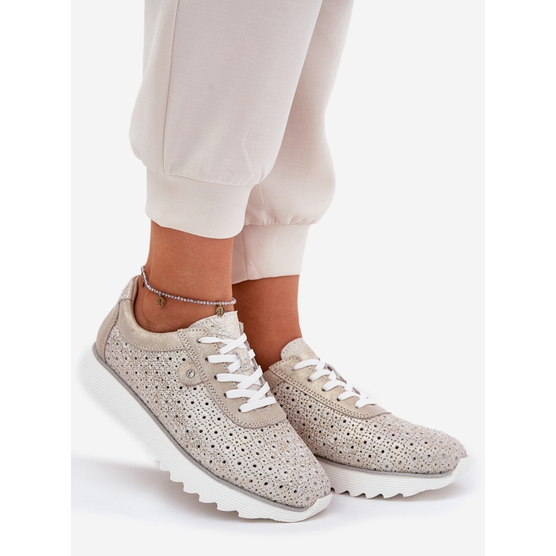 S.Barski Sneke OpenWork Sneakers sur la plate-forme LR51-927 Zloty doré 1