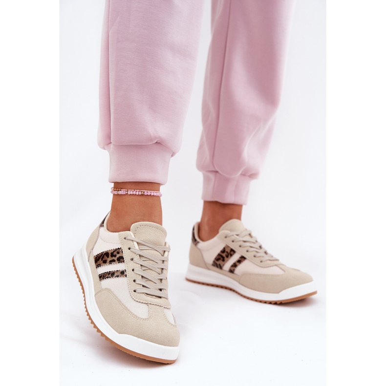 Evento Baskets féminines avec un léopard de l'éco beige 2
