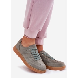 Evento En daim basse baskets féminines vertes paliana 1