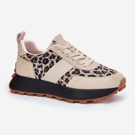 Baskets en daim féminin sur la plate-forme Leopard Vinceza 66793 beige 6