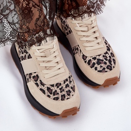 Baskets en daim féminin sur la plate-forme Leopard Vinceza 66793 beige 3