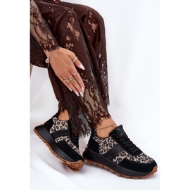 Baskets en daim féminin sur la plate-forme Leopard Vinceza 66793 Black le noir 2