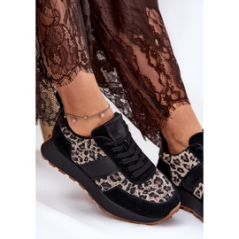 Baskets en daim féminin sur la plate-forme Leopard Vinceza 66793 Black le noir 3