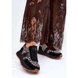 Baskets en daim féminin sur la plate-forme Leopard Vinceza 66793 Black le noir 7