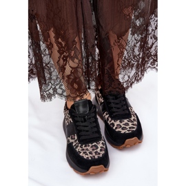 Baskets en daim féminin sur la plate-forme Leopard Vinceza 66793 Black le noir 9