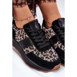 Baskets en daim féminin sur la plate-forme Leopard Vinceza 66793 Black le noir 4