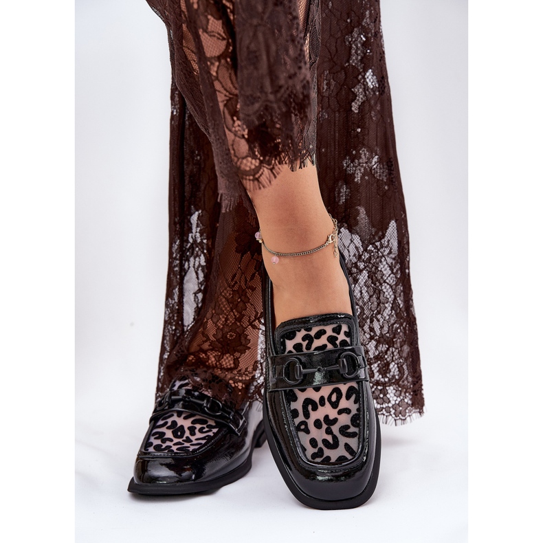 Mocassins vernies en cuir avec maille Vinceza 31931 noir 2