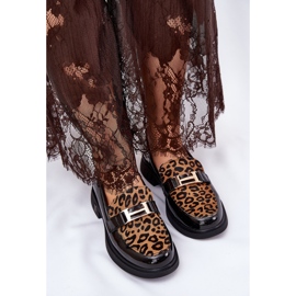 Cuir Verni Mocasins Leopard Vinceza 66790 noir 2