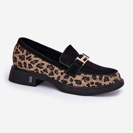 Daim mocassins women's Vinceza 66791 Black Leopard Print le noir 4