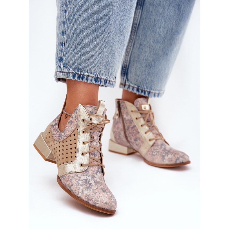 Bottes en cuir Maciejka Boots 05541-04 Beige-Gold 2