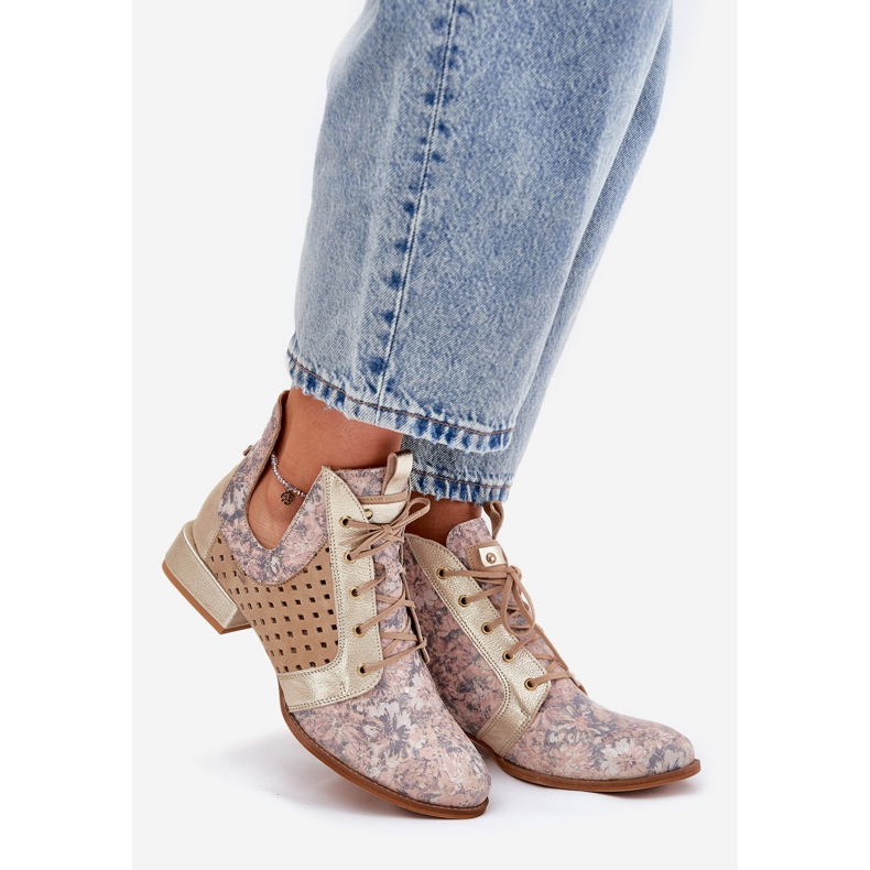 Bottes en cuir Maciejka Boots 05541-04 Beige-Gold 1