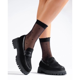 Mocassins femme Shelovet en daim noir 2