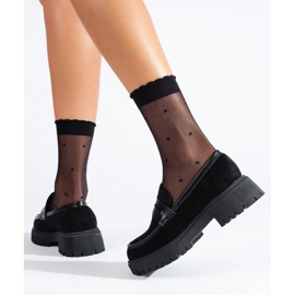 Mocassins femme Shelovet en daim noir le noir 3
