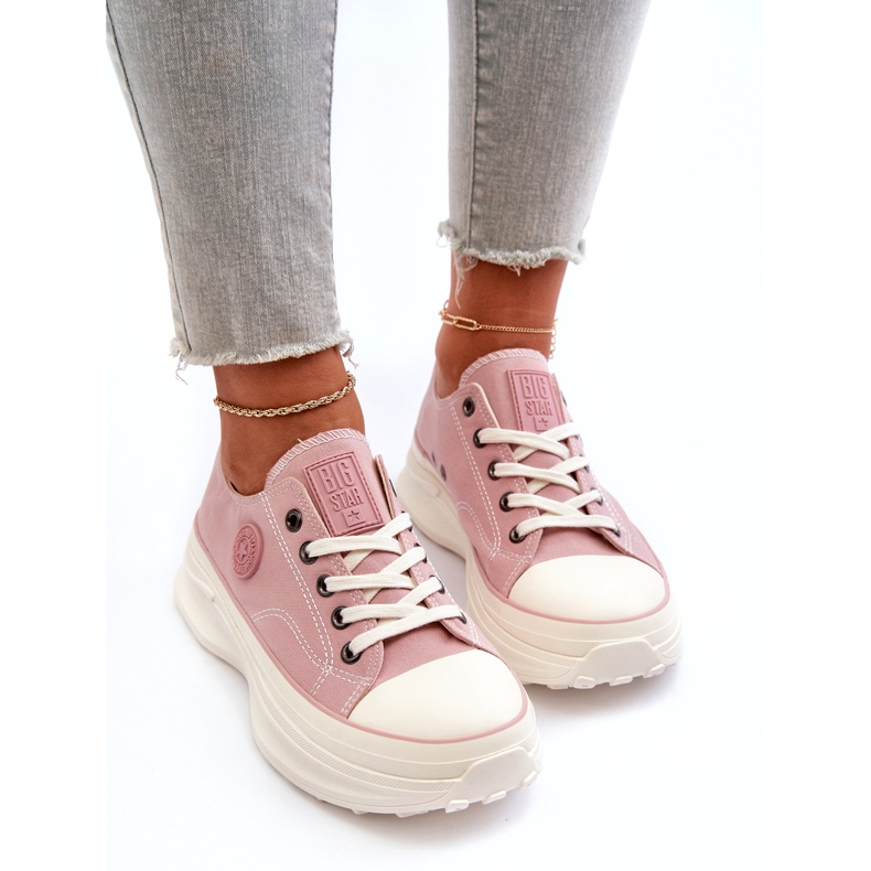 Baskets pour femmes à semelle massive Big Star NN274129 Rose 2