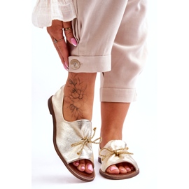 Ballerinas en cuir féminin Zazoo 2660/064 PLN d'or 1 Ballerinas en cuir féminin Zazoo 2660/064 PLN d'or 1