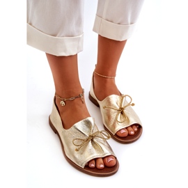 Ballerinas en cuir féminin Zazoo 2660/064 PLN doré 3