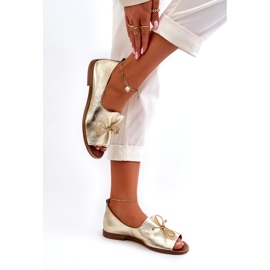 Ballerinas en cuir féminin Zazoo 2660/064 PLN doré 4