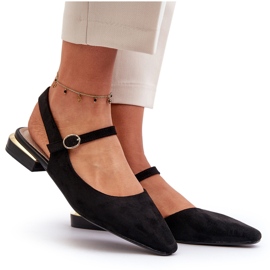 Ballerines pour femmes à talons bas à talons ouverts Sergio Leone SK831 Noir 4