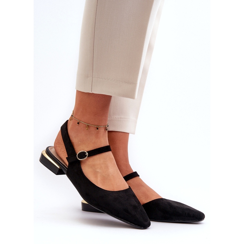 Ballerines pour femmes à talons bas à talons ouverts Sergio Leone SK831 Noir le noir 1