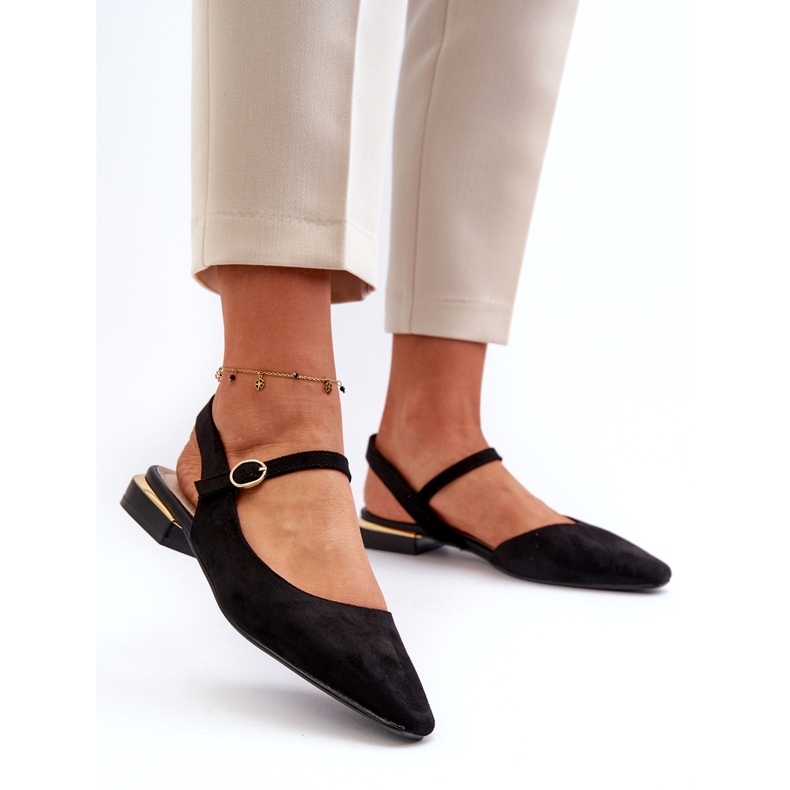 Ballerines pour femmes à talons bas à talons ouverts Sergio Leone SK831 Noir 2