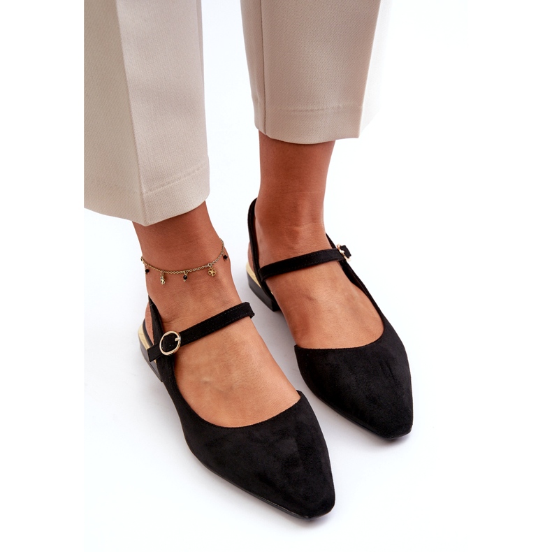 Ballerines pour femmes à talons bas à talons ouverts Sergio Leone SK831 Noir le noir 3