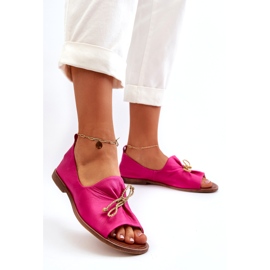 Zazoo 2660 Ballerines Femme Cuir Fuchsia rose 2
